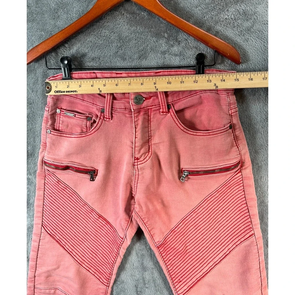 Versace V19-69 Biker Jeans Mens 30x27 Pink Stretch Faded Distressed - Picture 3 of 14